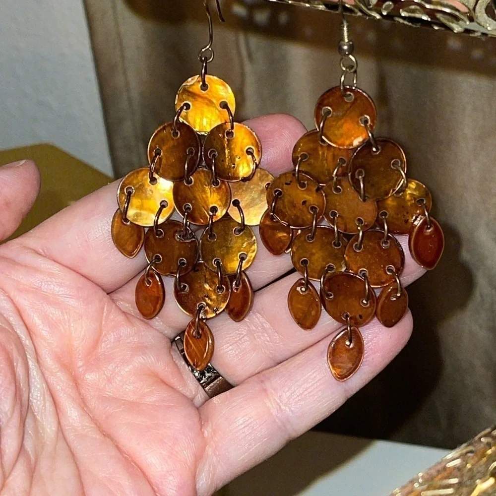 Brown / Bronze Chandelier Autumnal Earrings